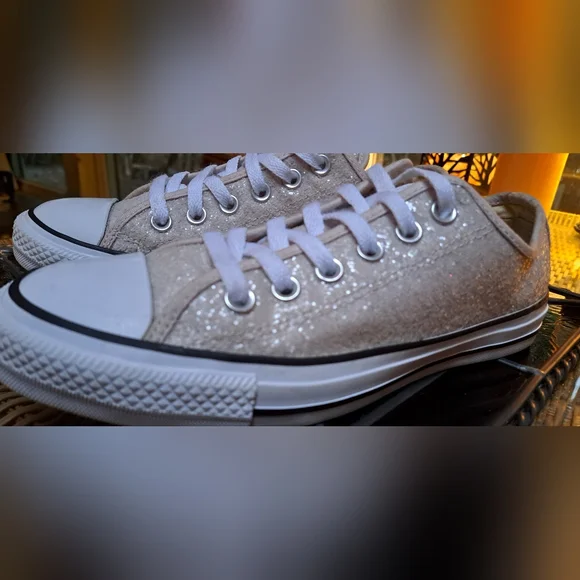 Converse Women's Glitter Cream Sneakers - Picture 7 of 7